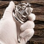 Small Stainless Steel Chastity Cage Metal Cock Cage Spikes Round Ring With Urethral Catheter-01 - Image 9
