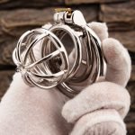 Small Stainless Steel Chastity Cage Metal Cock Cage Spikes Round Ring-02 - Image 5