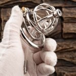 Small Stainless Steel Chastity Cage Metal Cock Cage Spikes Round Ring With Urethral Catheter-02 - Image 9