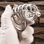 Small Stainless Steel Chastity Cage Metal Cock Cage Spikes Round Ring With Urethral Catheter-04 - Image 9