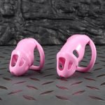 3D Printed Resin Chastity Cage, 2 Sizes Available, Cute Pink Lightweight Breathable Male Chastity Device with 4 Size Rings & Lock Keys for Men
