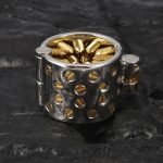 316 Stainless Steel CBT Ball Stretcher with Removable 24K Gold-Plated Spikes - Heavy Duty Chastity Cage Insert Lock for Advanced Play