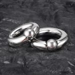 316 Stainless Steel Ball Stretcher - Heavyweight Screw Type C-Ring, Hypoallergenic Male Enhancement Chastity Cage Accessory, Two Sizes (M/L)