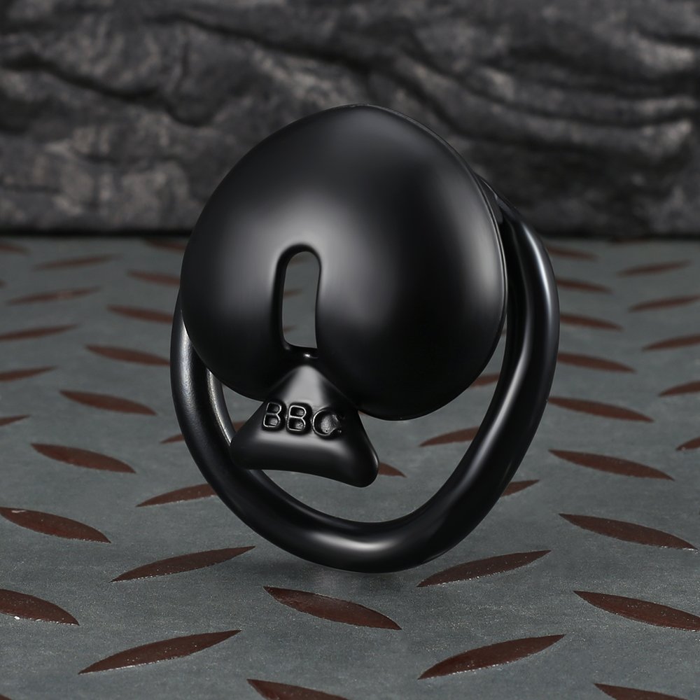2 3D Printed Resin Black Heart Chastity Cage with 4 Size Rings, Male Chastity Device with Lock, Lightweight Comfortable Wear for Long Time Daily Use - Image 1