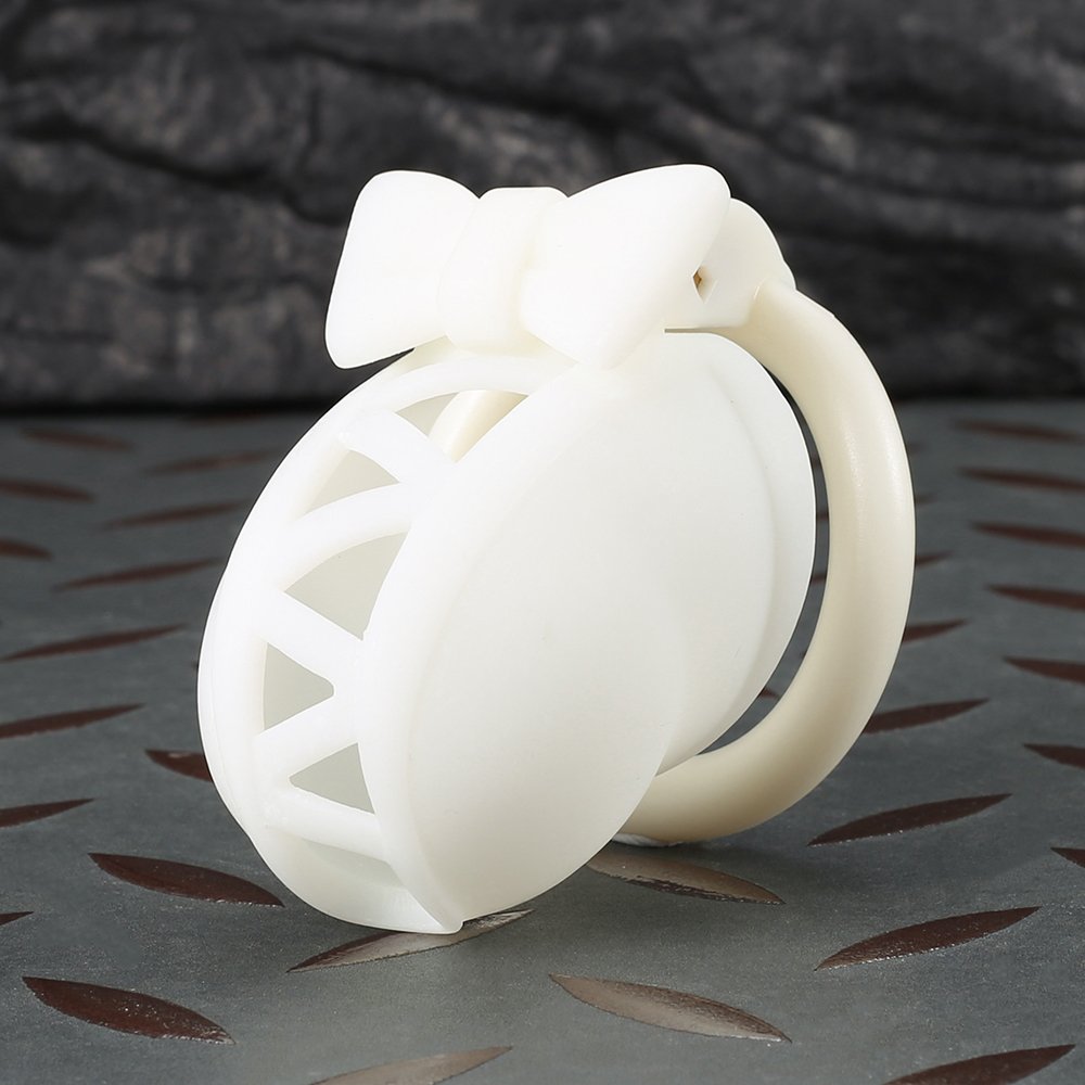 2 Resin 3D Printed Chastity Cage with Bowknot Design - 4 Sizes Resin Chastity Device Lightweight Male Chastity Lock with 2 Keys & 4 Replacement Rings - Image 1