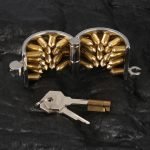 316 Stainless Steel CBT Ball Stretcher with Removable 24K Gold-Plated Spikes - Heavy Duty Chastity Cage Insert Lock for Advanced Play - Image 4
