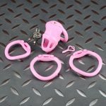 3D Printed Resin Chastity Cage, 2 Sizes Available, Cute Pink Lightweight Breathable Male Chastity Device with 4 Size Rings & Lock Keys for Men - Image 4