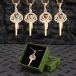 Crown Chastity Key Necklace With Gemstone BDSM Chastity Cage Jewelry Necklace - Image 2