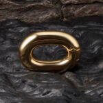 316 Stainless Steel Gold-Plated Heavy Ball Stretcher 47mm Outer 25mm Inner Diameter Oval Lockable Weighted Ring for Men