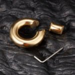 Adjustable 316 Stainless Steel 24K Gold Plated Ball Stretcher Weight - 417g Heavy C-Ring for Men - Image 4