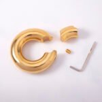Adjustable 316 Stainless Steel 24K Gold Plated Ball Stretcher Weight - 417g Heavy C-Ring for Men - Image 9