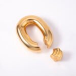 316 Stainless Steel Gold-Plated Heavy Ball Stretcher 47mm Outer 25mm Inner Diameter Oval Lockable Weighted Ring for Men - Image 9