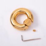 Adjustable 316 Stainless Steel 24K Gold Plated Ball Stretcher Weight - 417g Heavy C-Ring for Men - Image 8